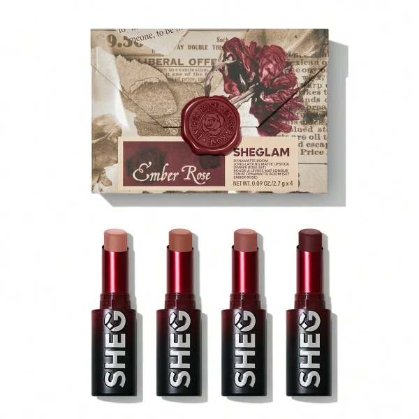 رژ جامد 4 عددی امبر رز شیگلم Sheglam Ember Rose Long Lasting Matte Lipstick